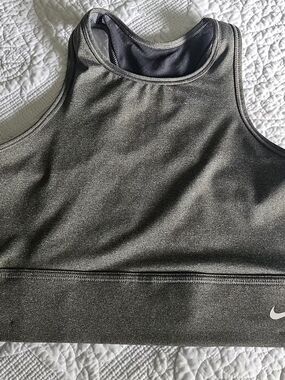 Nike Metallic Charcoal High-Neck Sports Bra